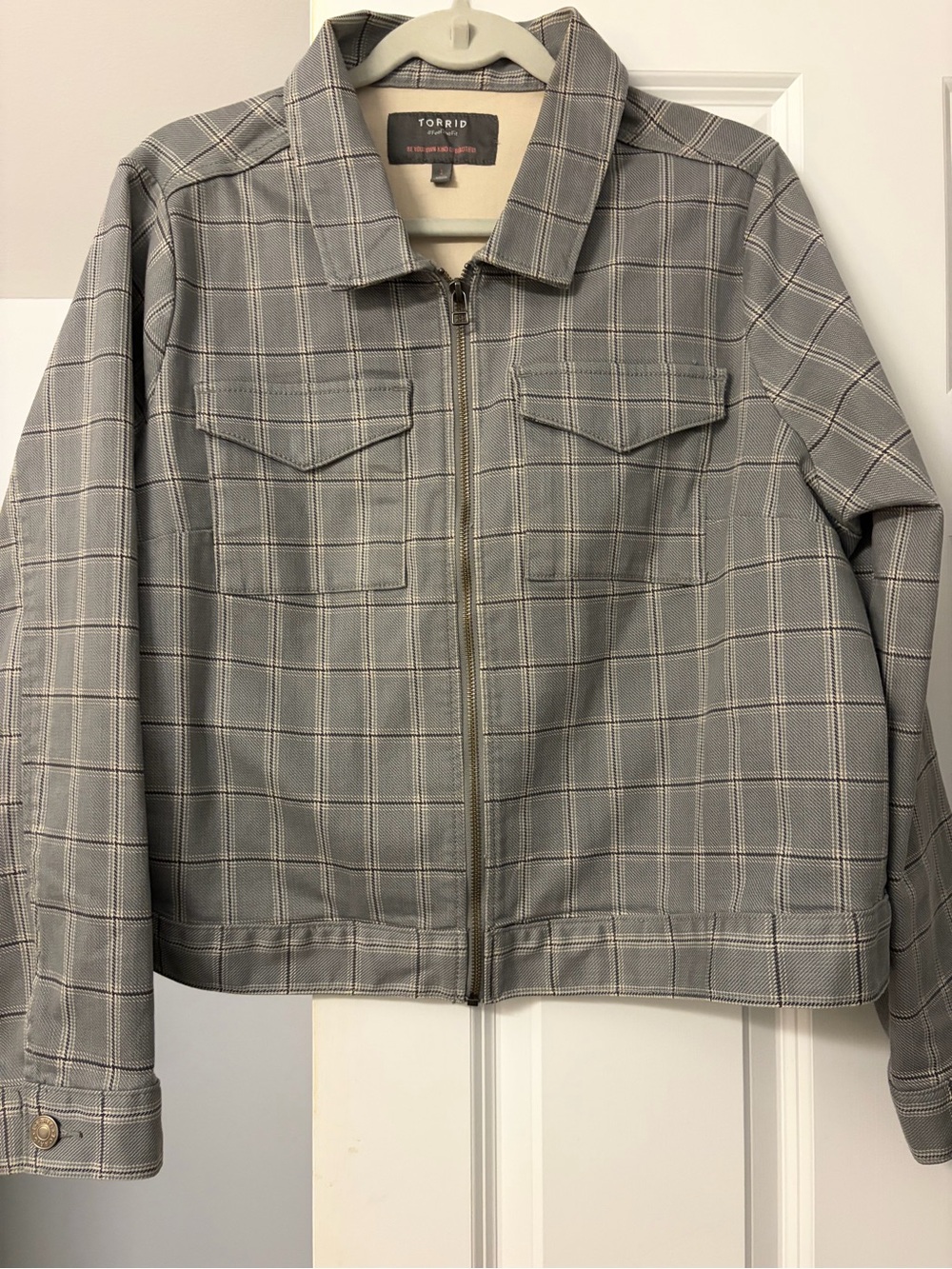 Torrid Gray Plaid Zip-Up Jacket